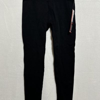 New Mix Active Fit Leggings Yoga Workout Mid Rise Pants LARGE Black Stretch NWT